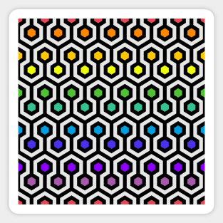 Geometric Pattern: Looped Hexagons: Rainbow Sticker